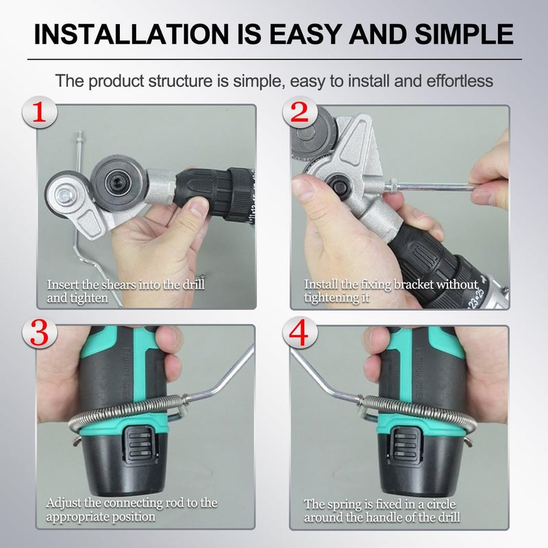 Jikbeed Metal Nibbler Drill Attachment - Electric Drill Shears Attachment Cutter Nibbler, Sheet Metal Cutter Tool Adapter, Specifically Designed for Cutting Flat Metal Sheets of 21 Gauge and Below - Image 2